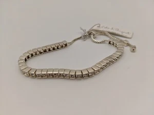 Cate d' Argent Sterlingsilber verstellbares Schieberarmband mit quadratischen Kristallen - Bild 1 von 8