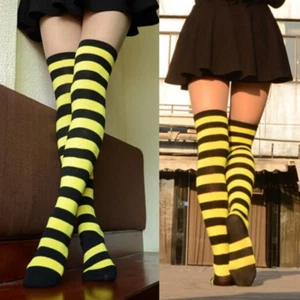 Black and Yellow Striped Over the Knee Socks Costume Thigh-High Ladies Costume - Picture 1 of 2