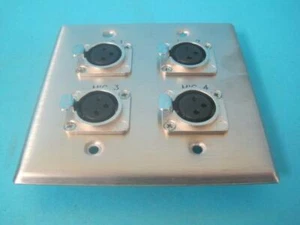 New Leviton 4 Port Stainless Steel Microphone Wall Plate w/Connectors - Picture 1 of 11