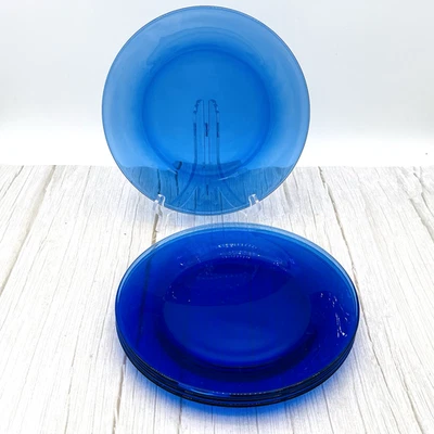 4 Anchor Hocking Cobalt Blue Glass Dinner Plates 10.25" - Image 1 of 4