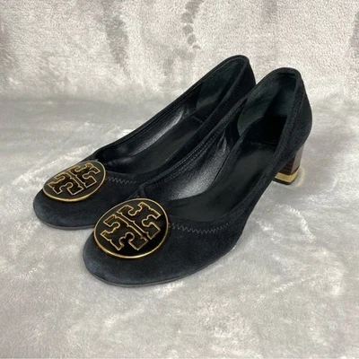 Zapatos de salón Tory Burch Amy de gamuza negros para mujer talla 6 tacón bloque Foto 1 de 4