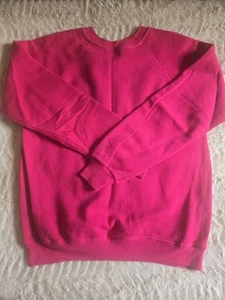 Felpa Hanes Raglan vintage anni 80 adulto M rosa girocollo vuota singola streetwear - Foto 1 di 9