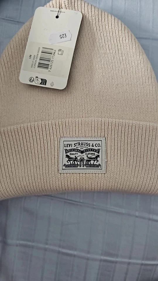 LEVI'S® 000J7-0001 Unisex Adult Backpatch Beanie Cap Cream Cap Hat Beanie Foto 1 de 1