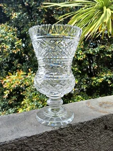 VINTAGE SAMMLERSTÜCK FUSS WATERFORD 10" SCHWERE TIEF GESCHNITTENE KRISTALLVASE SEHR FEIN - Bild 1 von 8