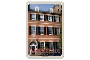 Blechschild 18 x 12 cm Reise Schild: Washington DC USA Cleveland Abbe House - Picture 1 of 2