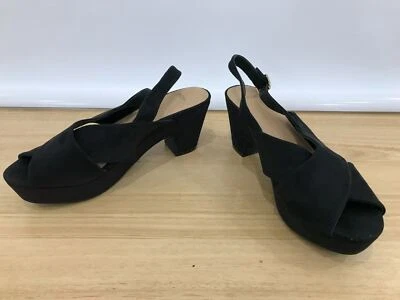 Novo black faux suede sling back heel sandals " umeka " size 41 - image 1 of 4