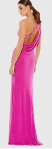 Maxi Vestido Formal Mac Duggal Rosa Drapeado Espalda Abierta Un Hombro Talla 12 Nuevo con Etiquetas - Imagen 1 de 8