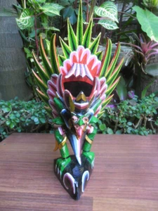 Bali Garuda wood carving-Hand Crafted in Green & Coloured Tones. approx: 35cm H - Picture 1 of 12