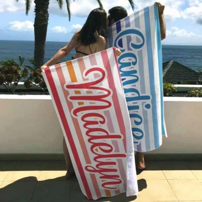 Nombre Personalizado Deportes Club de Natación Surf Playa Toalla Vacaciones Cumpleaños Regalo Foto 1 de 4