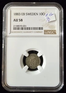 1883 SWEDEN 10 ORE - NGC AU 58 - Picture 1 of 2