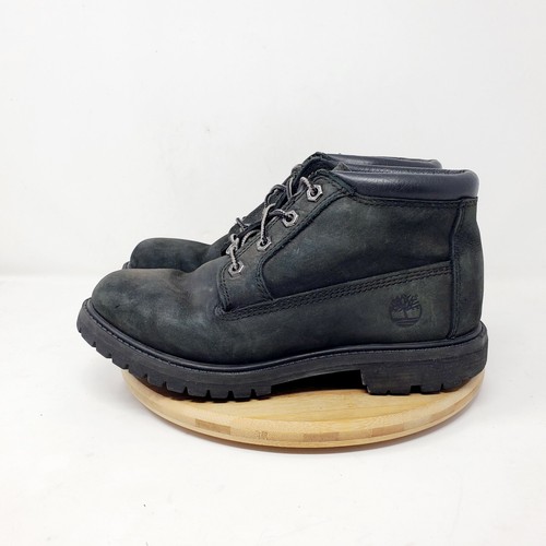 Stivaletti Timberland donna 6 5 neri in pelle scarpe alla caviglia stringati Tims suola ad alette