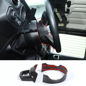 Carbon Fiber Steering Wheel Upper Base Cover Trim for Jeep Wrangler JL JT 2018+ - Foto 1 di 8