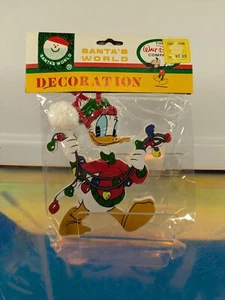 Vintage Kurt Adler Donald Duck Santa's World Wooden Holiday Ornament Disney NEW - Picture 1 of 2