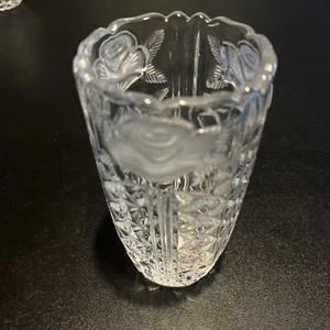 Anna Hutte Bleikristall Lead Crystal 6” Vase Frosted Flowers (Made In Germany) - Picture 1 of 6