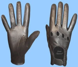 New WOMENS size 6.5 METALLIC PEWTER KID LEATHER DRIVING GLOVES - Picture 1 of 1