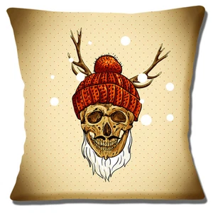NEW Retro Day of the Dead Stag Antlers Wool Hat Snow 16" Pillow Cushion Cover - Picture 1 of 3