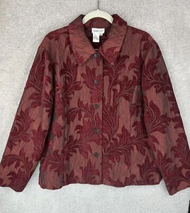 Coldwater Creek Damen Jacke rot Größe Extra Large strukturiert Blumen Kragen - Bild 1 von 10