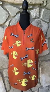 Camiseta deportiva vintage para hombre Cannondale Bike L XL naranja piraña estampado esqueleto Polartec - Imagen 1 de 10