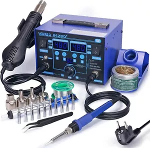 862BD+ SMD Hot Air Touch Up Station and Soldering Station, 2-in-1 Station with.. - Picture 1 of 9
