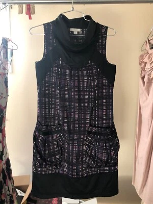 Vestido Richard Chai For Target para mujer talla XS a cuadros bolsillos capucha cuello púrpura negro Foto 1 de 4