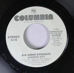 Rock Promo 45 Big Audio Dynamite - Badrock City / Badrock City On Columbia - Picture 1 of 2