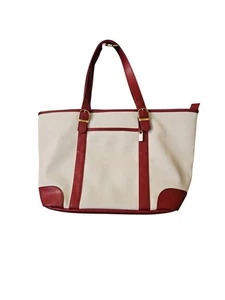 bolso tote de cuero marrón y blanco grande - Imagen 1 de 1