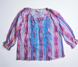 Tunica donna Savanna Jane media multicolore ricamata boho floreale rosa blu - Foto 1 di 6