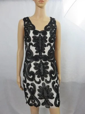 Vestido de encaje blanco y negro Yoana Baraschi con malla de algodón Chemise talla 0 Foto 1 de 4