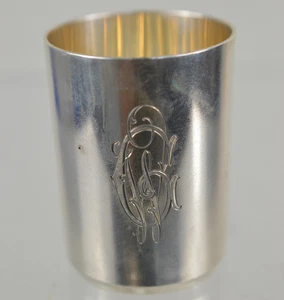 ANTIKER WODKA BECHER AUS 84 SILBER MIT PUNZE - 42,5 GRAMM MONOGRAMM W.G. - Bild 1 von 7