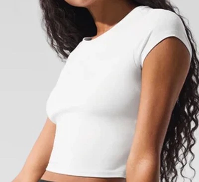 Camiseta Alo Yoga Blanca Recortada Todo el Día Manga Corta Cuello Redondo Nueva Talla S Foto 1 de 4