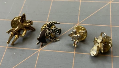 Lot of 4 Guardian Angel Angels Lapel Pins Brooch - Signed T&T, 0.7", 0.5" - Image 1 of 4