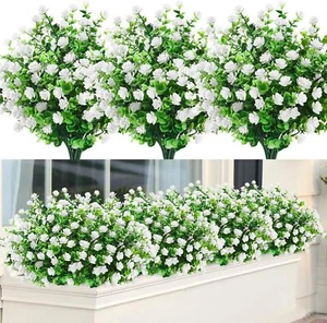 10 Bundles Artificial Fake Flowers, Faux Out/Indoor Plastic Plants UV Resistant - Picture 1 of 9