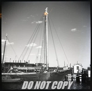 1938 Film Neg Two Mast Schooner ROBERT JNO BESWICK Freighter at BRIDGEPORT CT - Picture 1 of 5