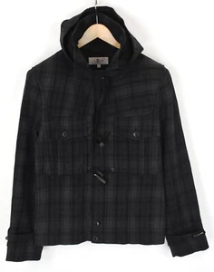 7 For All Mankind Jacket Men M Wool Blend Checked Removable Hood - Picture 1 of 10