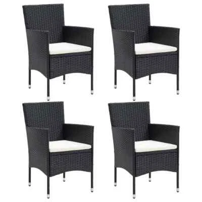 Garten-Essstühle 4 Stk. Poly Rattan Schwarz - Bild 1 von 4