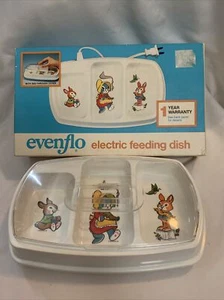 Vintage Evenflo Divided Baby Electric Feeding Dish Bunny Rabbits 1985 - Picture 1 of 5