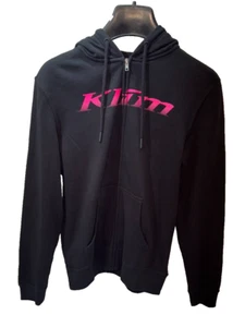 Klim Zip Thru Black Hoodie Womens Dusk Kangaroo Pocket Drawstring Hood P2P 20 " - Picture 1 of 16