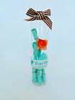 Wishing Glass Bottle Vial With Cork, Flower, Bow and Message Notes Blue 12cm
