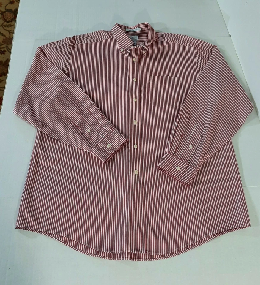 LL Bean Wrinkle Resistant LS Striped Button Down Shirt Men Size L Runs Big - Image 1 of 4