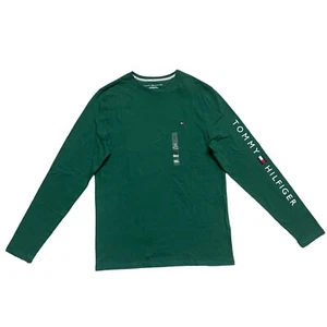NWT Tommy Hilfiger Mens Flag Logo All Cotton Regular Fit Long Sleeve T-Shirt Tee - Picture 1 of 37