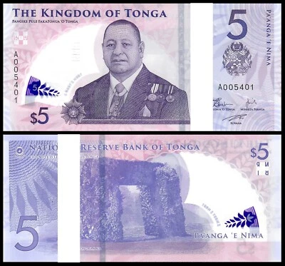 Tonga 5 Pa'anga 2023 2024, UNC, ½ BUNDLE, Pack 50 PCS, Polymer,P-NEW Design A 00 - Image 1 of 4