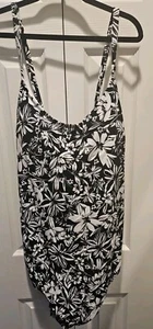 3X Aqua Couture Black And White One Piece Baithing Suit.  Floral Design. NWT 78 - Picture 1 of 7