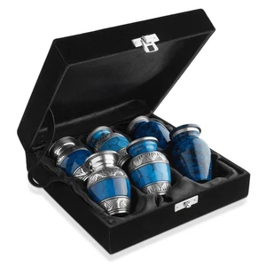 Kleine Andenken Einäscherungsurnen für menschliche Asche, blau und silber - 6er Set - Bild 1 von 1