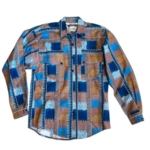 Rocky Mountain Vintage Women’s Sz XS Brown Blue Western Button Down Shirt 80s - Picture 1 of 13
