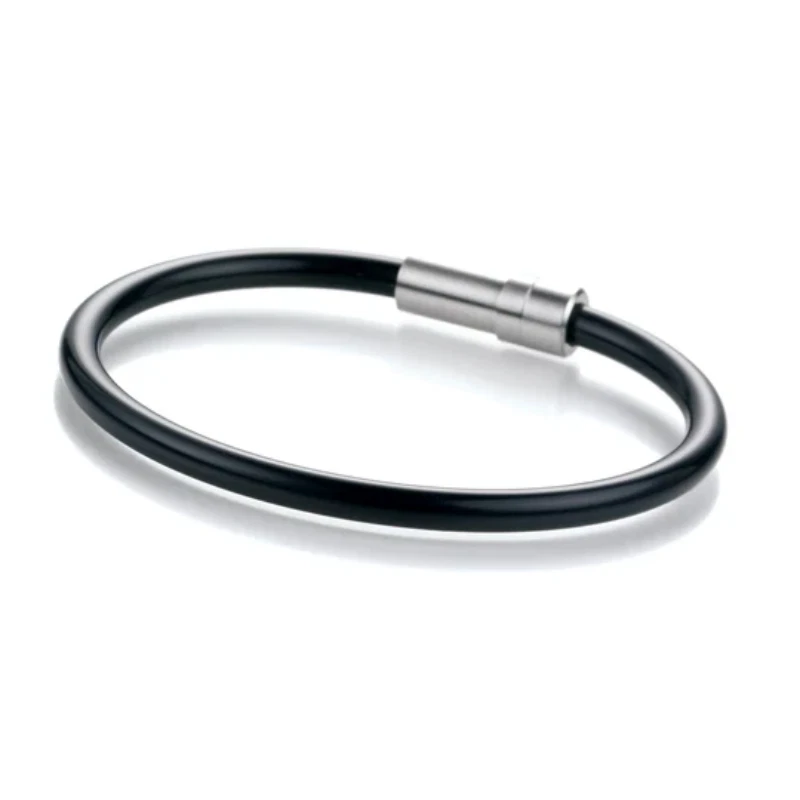 Pulsera de goma negra TeNo de acero inoxidable YuKoN Foto 1 de 1
