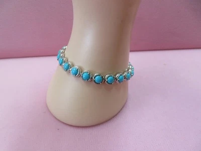 "Brazalete de tenis QVC de plata esterlina turquesa corte diamante 7,25""" Foto 1 de 4