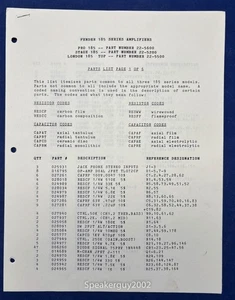 Original Fender PRO Stage London 185 Verstärker Schaltplan & Ersatzteilliste - Bild 1 von 1