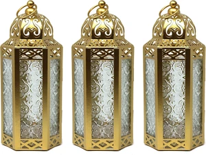 3Pk Moroccan Lamp Indoor Outdoor Lantern Decorative Candle Holder for Ramadan, H - Picture 1 of 18