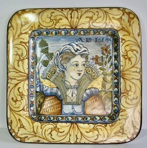 Italian Ceramic Plate Renaissance Woman SACA CASTELLI Alberto Decorative 14" - Picture 1 of 4