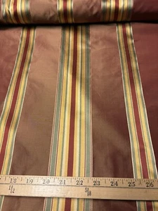 Multi Color Striped 100% Silk Taffeta Fabric 54” Wide BTY - Picture 1 of 5